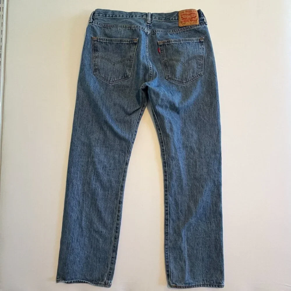 Vintage 90s LEVIS 501 Straight Leg Button Fly Denim Blue Jeans 36 x 32 - Picture 7 of 15